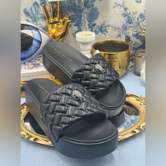 🆕 KURT GEIGER LONDON 🧿 NWOB Meena Eagle Platform Slides Sz EU 41 US 10 - Picture 5 of 16